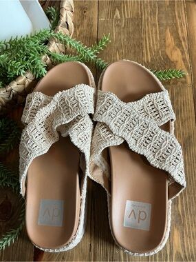 DV by Dolce Vita Cream Crochet Slide Sandals